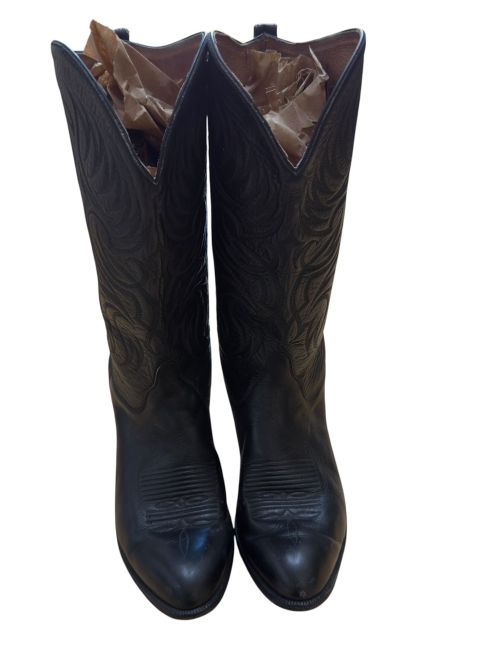 Tony Lama Black Leather Western Cowboy Boots Women’s 8 M Vintage USA Western GUC - Picture 10 of 12